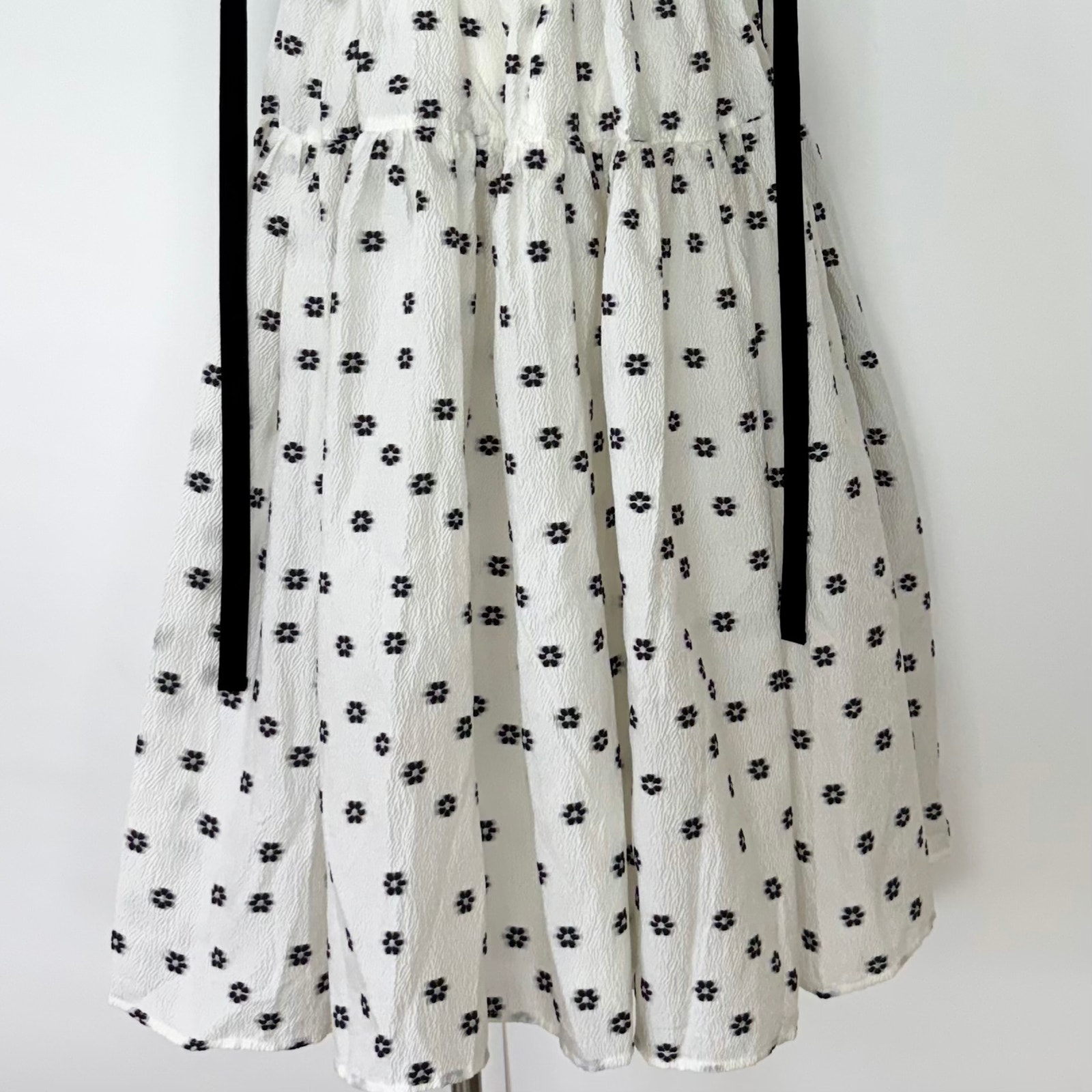 Sister Jane Lucia Jacquard Floral Midi Dress Textured Flowers Empire Waist M Nwt — image 7 of 8